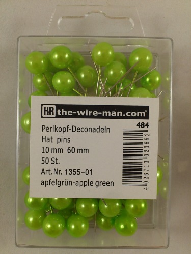 Colored pins 10 mm 50 p. apple green